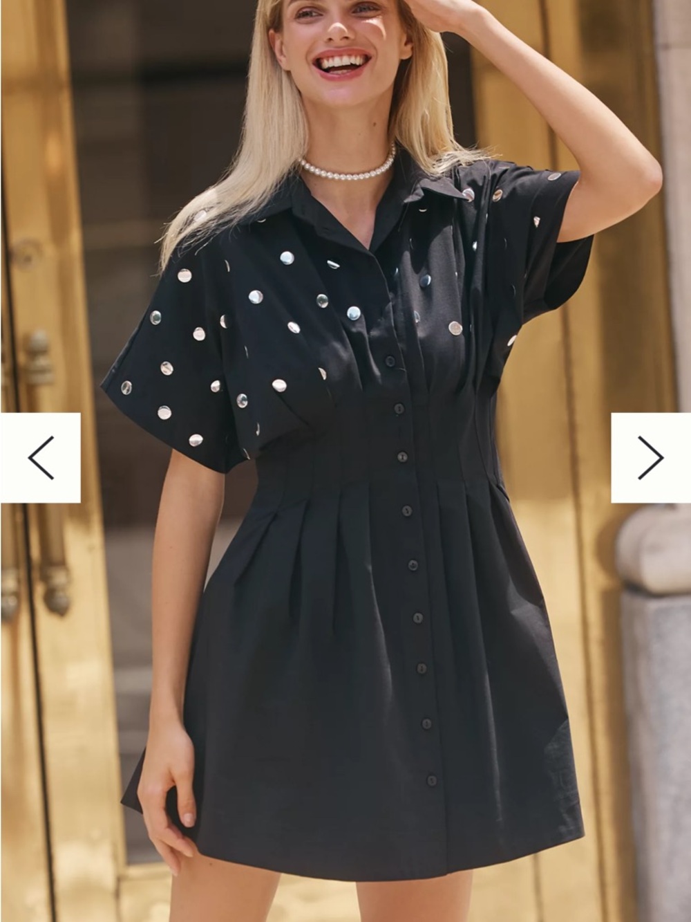 Anthropologie The Tobie Studded Mini Shirt Dress by Exquise